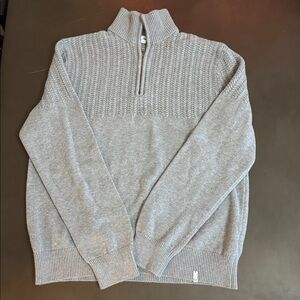Calvin Klein Light Gray Zip-Up Turtleneck Sweater